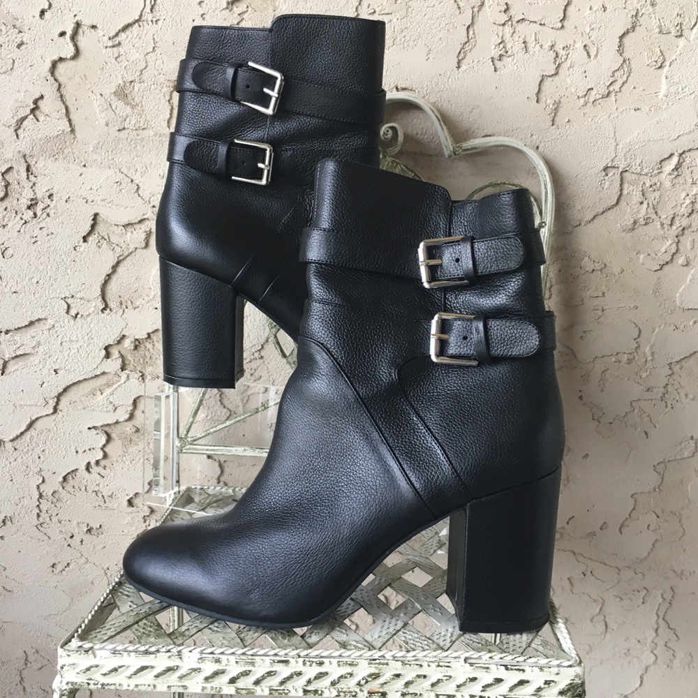 Nine West Nogettuff Black Leather Ankle Boot